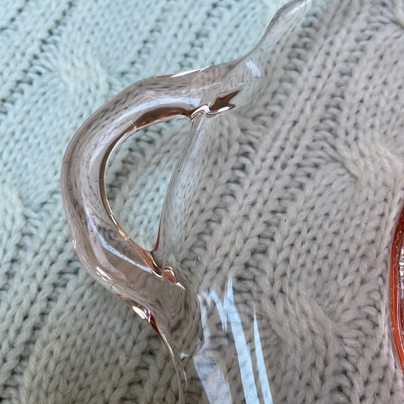 Vintage Pale Pink Depression Glass Era Plate, 9” x 7.25", has handles. - Picture 3 of 12